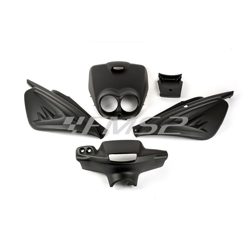 Kit carene STR8 5 pezzi di colore nero opaco per scooter MBK Booster next generation 1° serie prodotti fino al 1998 e telaio 4SB, ricambio STR8STR988BM