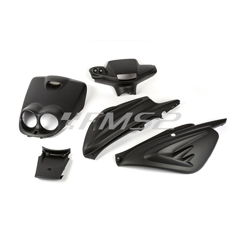 Kit carene STR8 5 pezzi di colore nero opaco per scooter MBK Booster next generation 1° serie prodotti fino al 1998 e telaio 4SB, ricambio STR8STR988BM