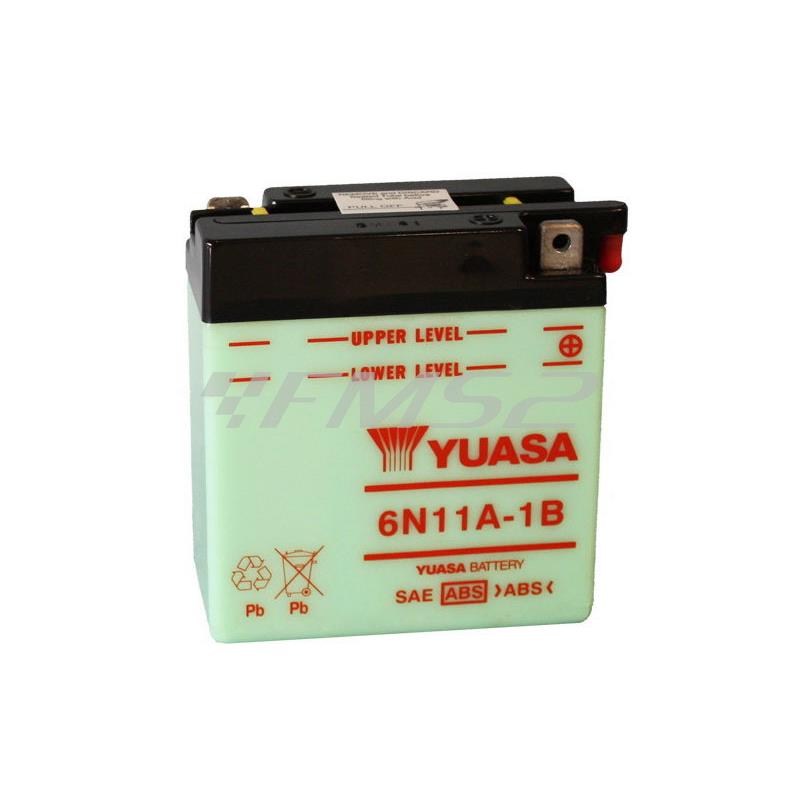 Batteria Yuasa 6N11A-1B, 6 Volt - 11 Ah, per motocicli e scooter, ricambio 0601112