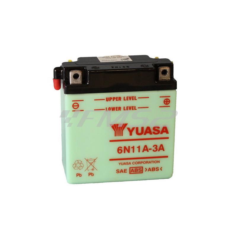 Batteria Yuasa 6N11A-3A, 6 Volt - 11 Ah, per motocicli e scooter, ricambio 0601113