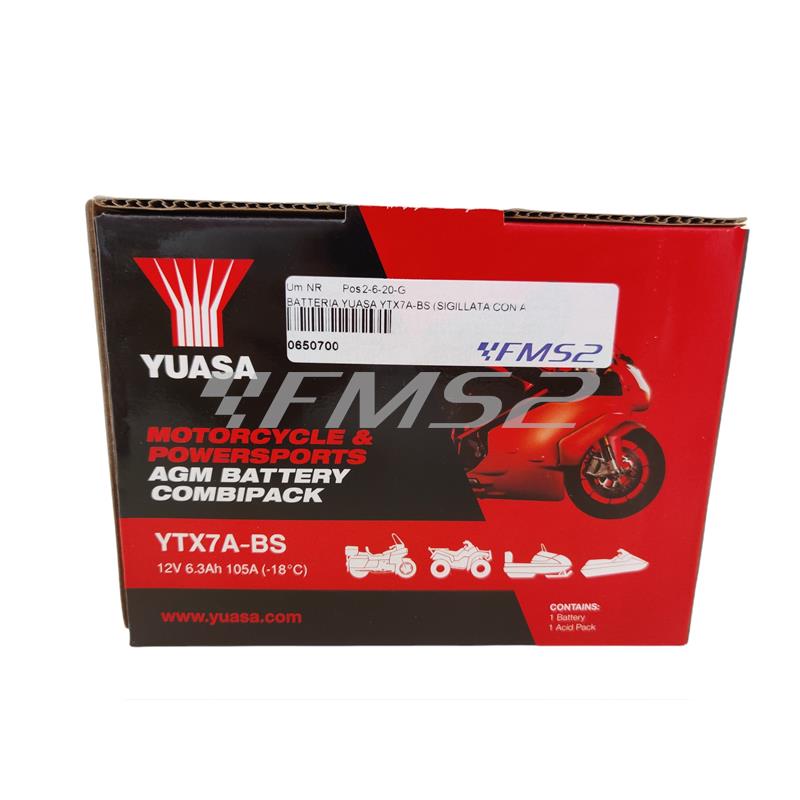 Batteria Yuasa YTX7A-BS 12v/6ah, ricambio 0650700