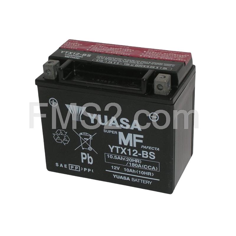 Batteria Yuasa YTX12-BS 12 Volt - 10 Ah sigillata, tipo MF, ricambio 0651090
