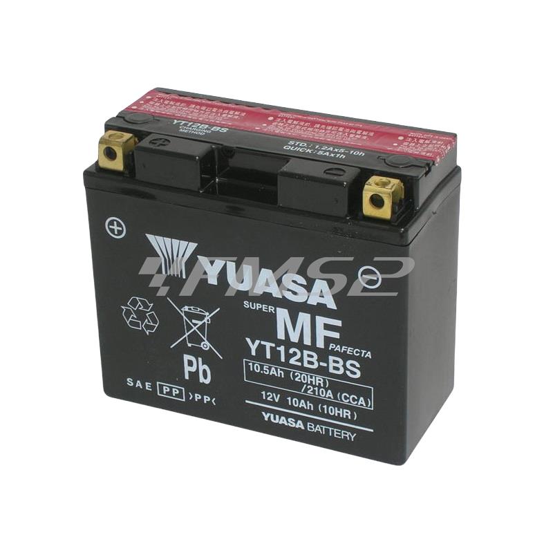 Batteria Bs YT12B-BS, 12 Volt 10 Ah, con acido a corredo, ricambio 0651100