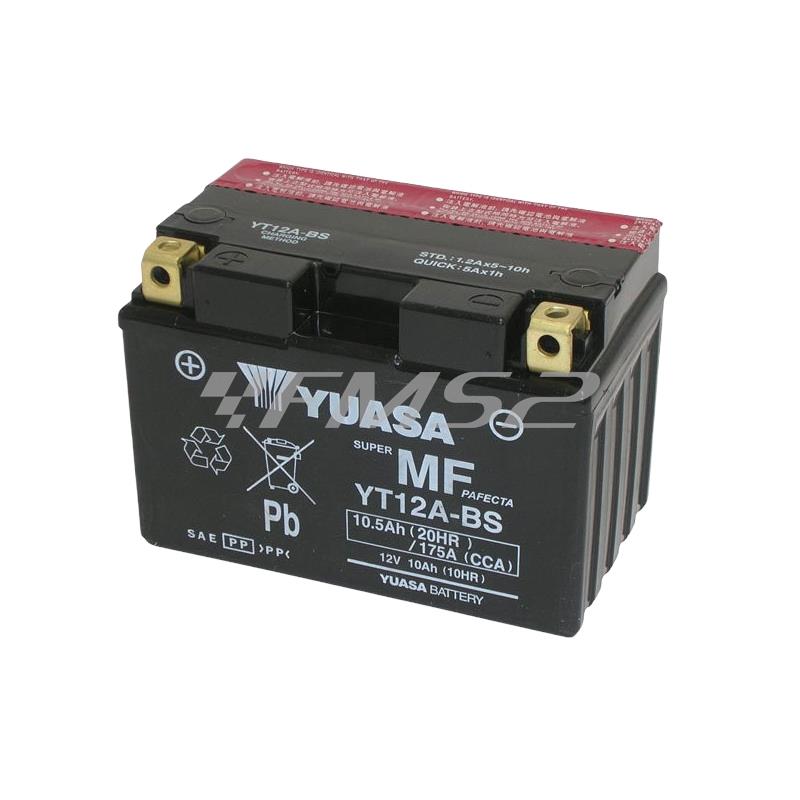 Batteria Yuasa YT12A-BS, 12 Volt - 10 Ah, sigillata tipo MF, ricambio 0651110