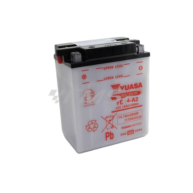 Batteria Yuasa YB14-A2, 12 Volt - 14 Ah, ricambio 0651437