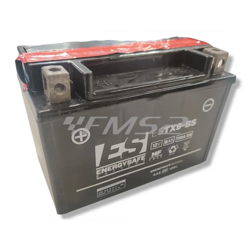 Batteria SGR energysafe YTX9-BS, 12 Volt - 8 Ah, con acido a corredo, ricambio 068099