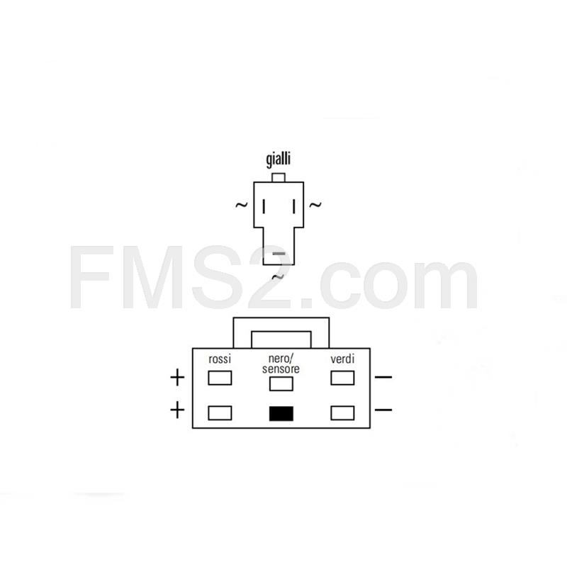 172087 Regolatore di tensione a 12 volt trifase corrente continua a 8 cavi  e 2 connettori con sensore per Maxi moto enduro Honda (SGR), Ricambio 172087