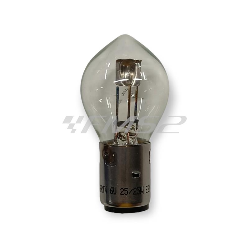 Lampadina SGR 6 Volt 25/25 Watt BA20D con vetro bianco tradizionale, ricambio 200520