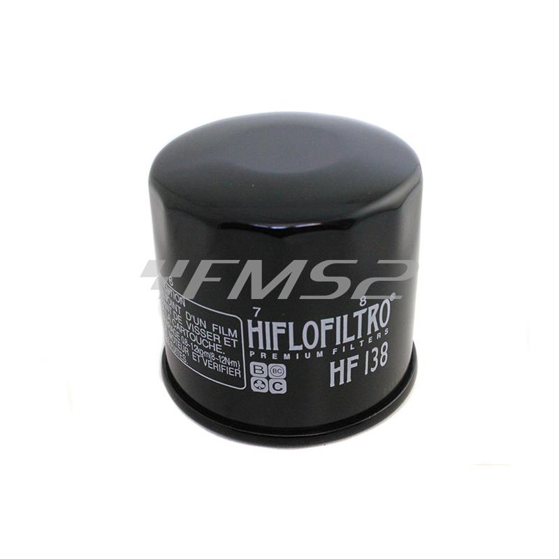 Filtro olio Hiflo HF138 per maxi moto Kawasaki Suzuki Aprilia Artic Cat Cagiva Kymco, ricambio 260138