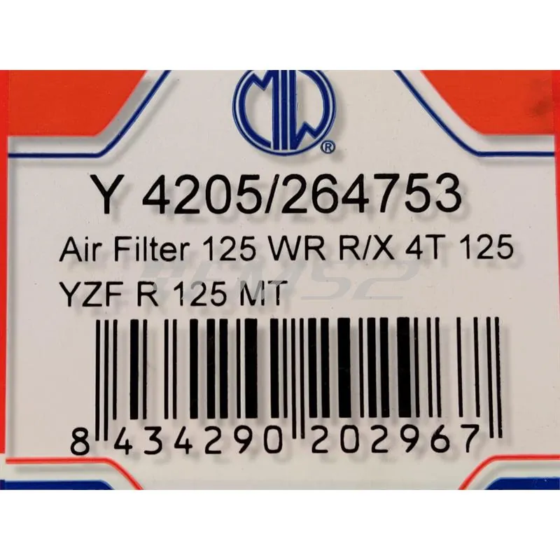 Filtro aria Sgr per Yamaha YZF 125 r - WR 125 R e X - MT 125 e MT 125 A prodotte dal 2008 fino al 2019, ricambio 264753