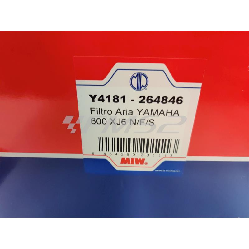 Filtro aria miw yamaha 600 xj6 n/f/s, ricambio 264846