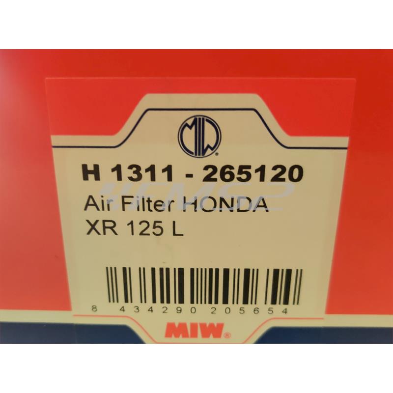 Filtro aria miw honda xr 125 l, ricambio 265120