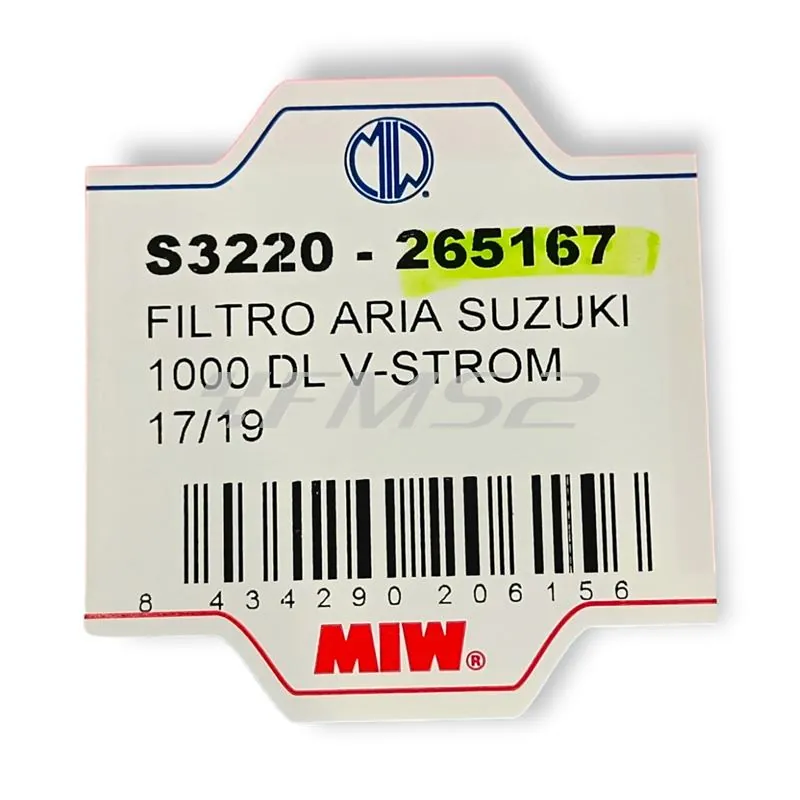 Filtro aria miw suzuki 1000 dl v-strom, ricambio 265167
