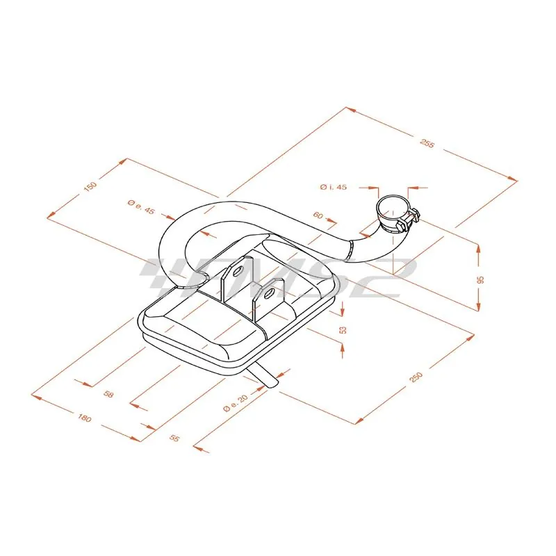 Marmitta sito Piaggio Vespa 200 pe, ricambio 0232
