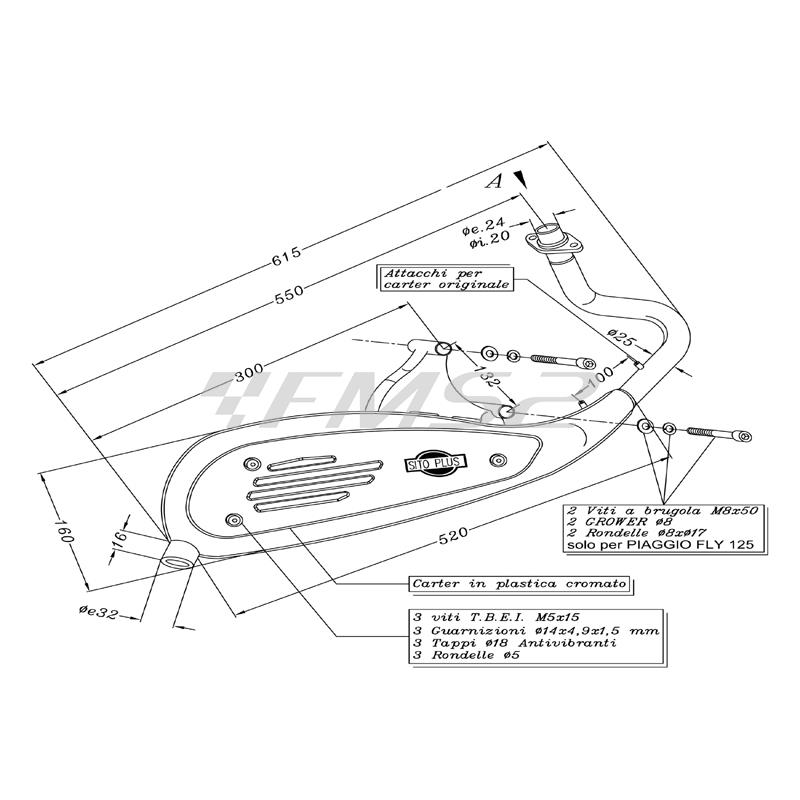 Marmitta sitoplus Vespa 125-150 et4, ricambio 0265