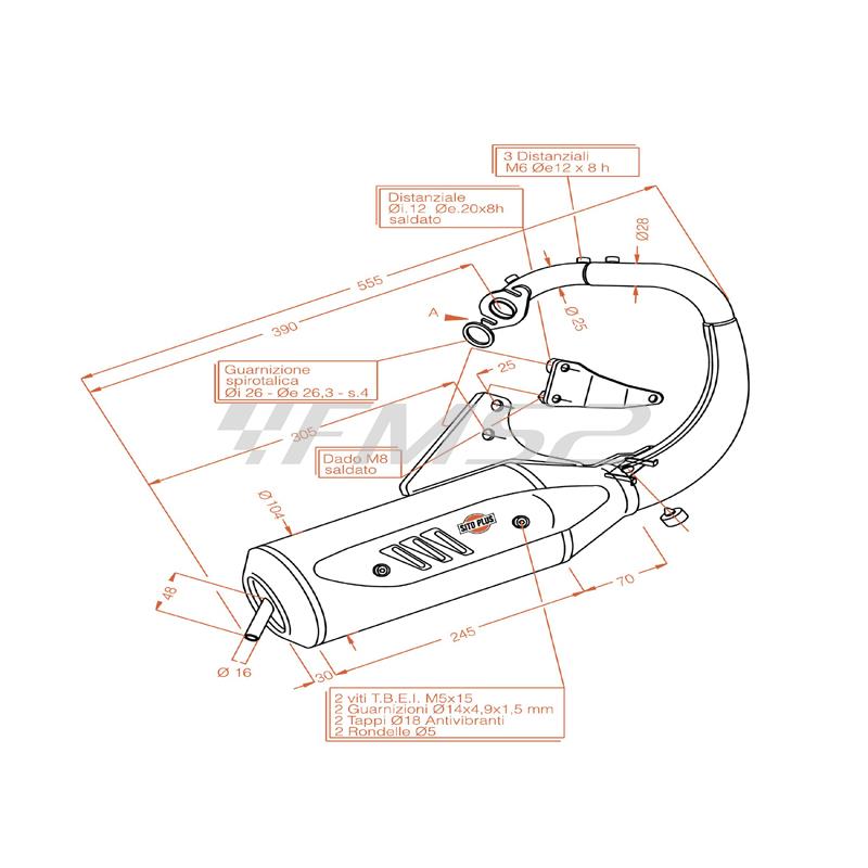 Marmitta sitoplus Honda dio-Kymco dj y, ricambio 0566