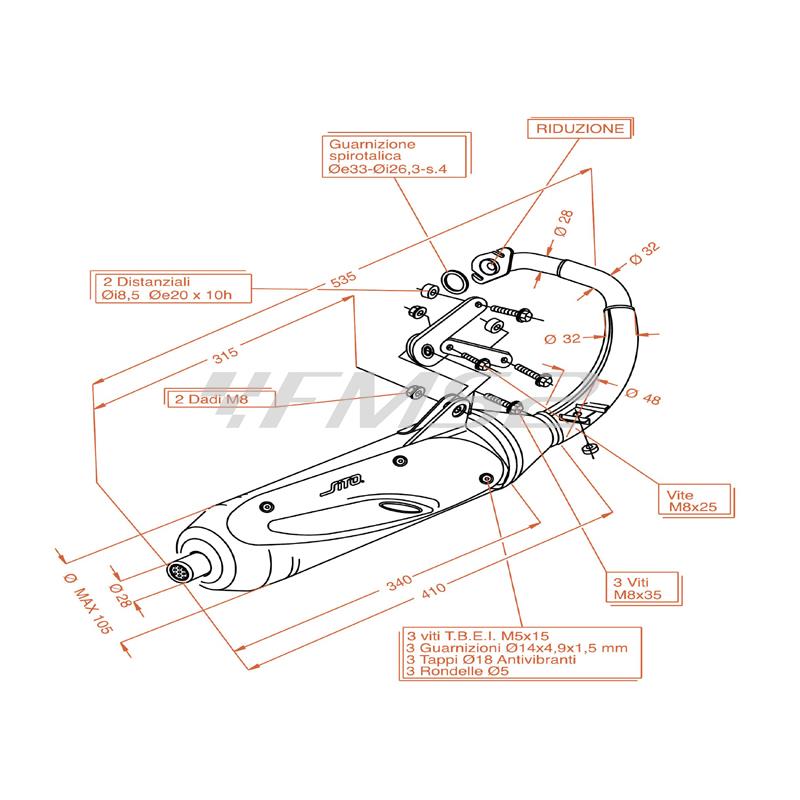 Marmitta sito Peugeot speedfight 50, ricambio 0588