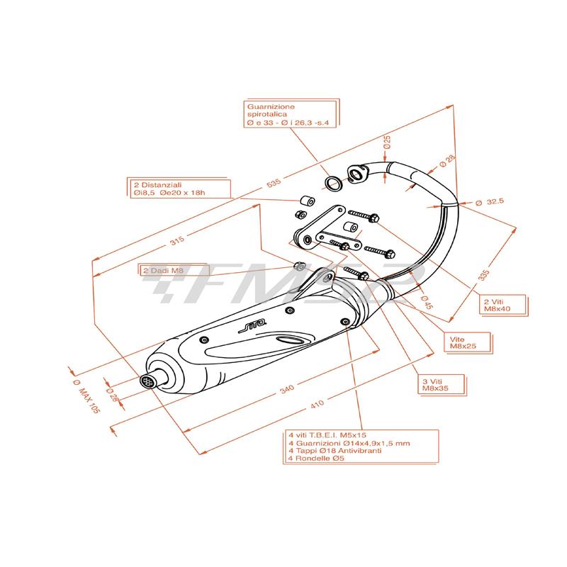 Marmitta sito Honda x8r-s 50, ricambio 0592