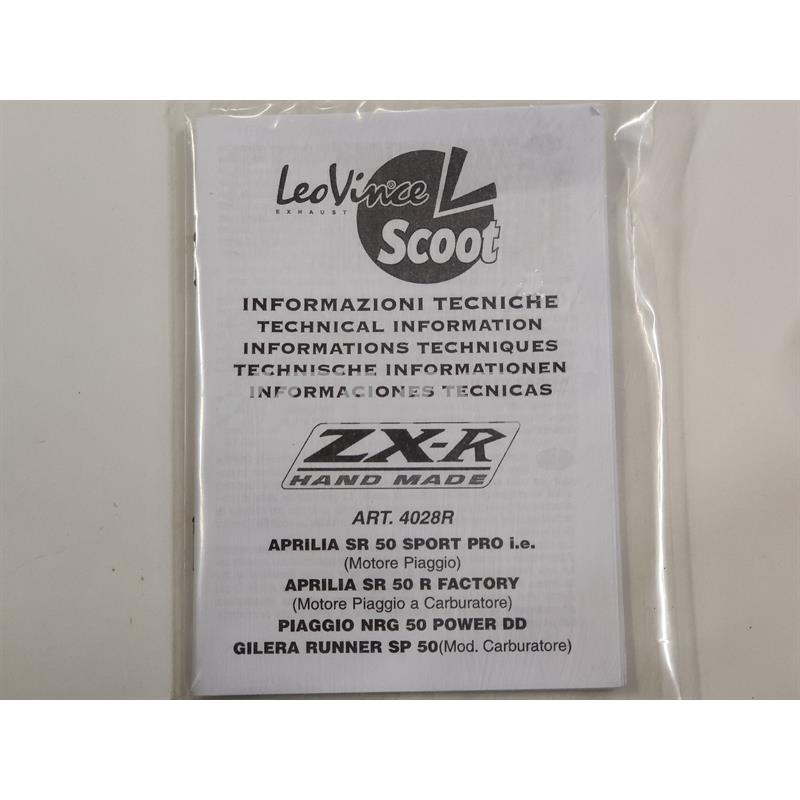 Marmitta leovince h.m.zx-r per scooter Aprilia SR 50 sport ('03) carburatore, ricambio 4028R