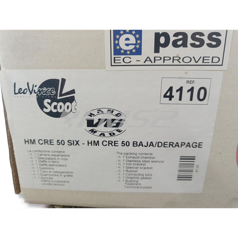 Marmitta leovince h.m. v6 hm cre50 six fino al 2001 - hm cre50 baja - hm cre50 derapage fino al 2003, ricambio 4110