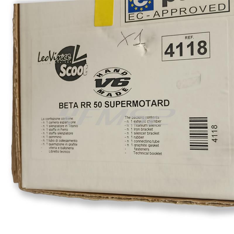 Marmitta leovince h.m. v6 Beta rr 50 supermotard fino al 2001 con motore beta, ricambio 4118