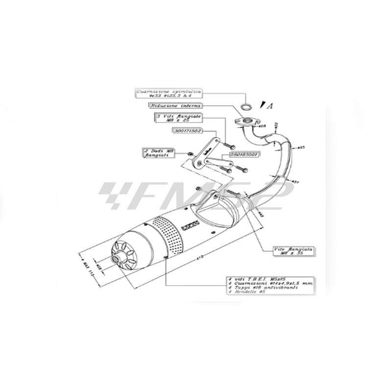 Marmitta touring Booster 100-Aerox 100, ricambio 5543