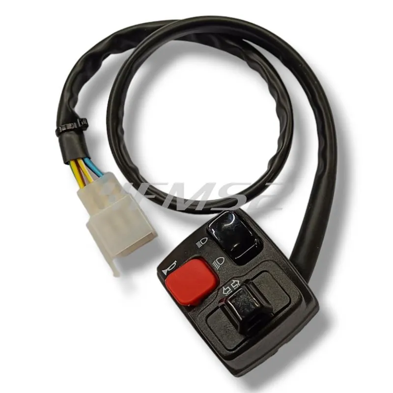 Dispositivo comandi elettrici sinistro Domino con funzione frecce, fanali abbaglianti e anabbaglianti e clacson per applicazione enduro e motard 50 cc, ricambio 0051AA2B0403
