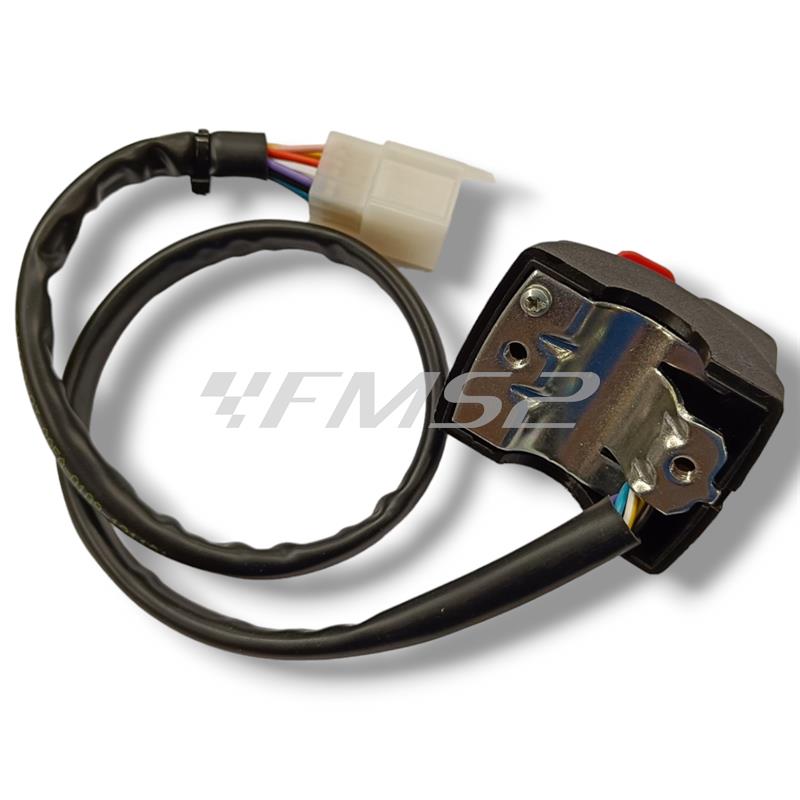 Dispositivo comandi elettrici sinistro Domino con funzione frecce, fanali abbaglianti e anabbaglianti e clacson per applicazione enduro e motard 50 cc, ricambio 0051AA2B0403