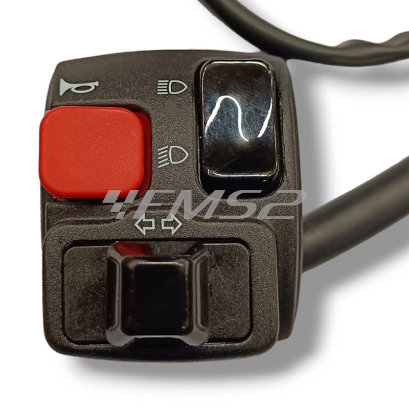 Dispositivo comandi elettrici sinistro Domino con funzione frecce, fanali abbaglianti e anabbaglianti e clacson per applicazione enduro e motard 50 cc, ricambio 0051AA2B0403