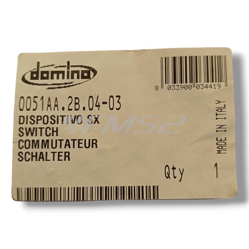 Dispositivo comandi elettrici sinistro Domino con funzione frecce, fanali abbaglianti e anabbaglianti e clacson per applicazione enduro e motard 50 cc, ricambio 0051AA2B0403