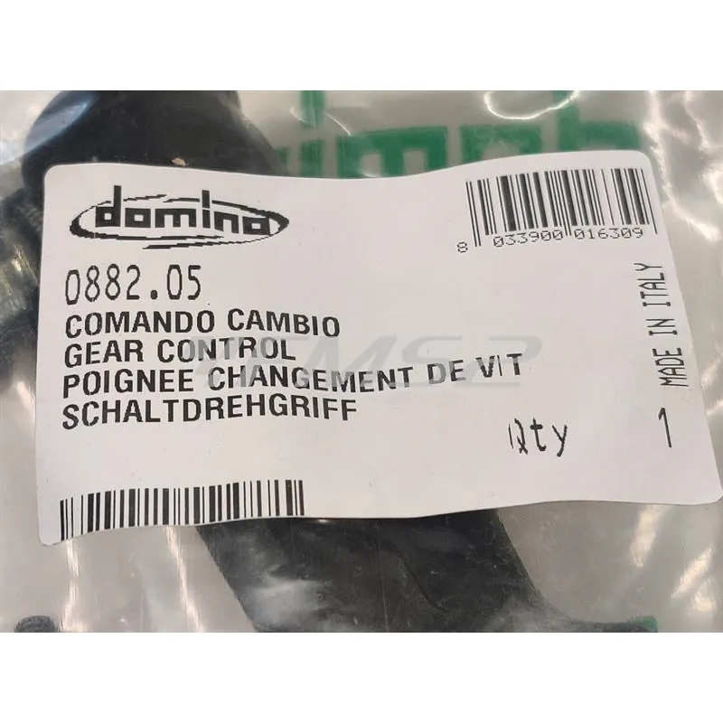 0882.05 Comando cambio 3 velocità Domino per ciclomotori Garelli e altre applicazioni completo di leva frizione in nylon nera e registri vari