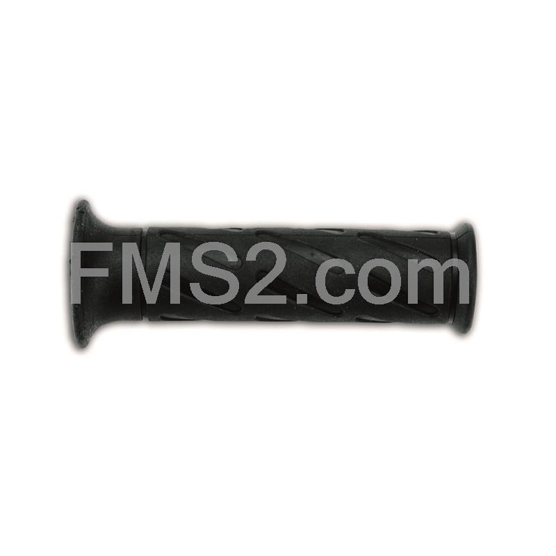 Coppia manopole Domino in gomma nera per utilizzo moto stradale forata all'estremità per utilizzo stabilizzatori manubrio, ricambio 1152824006