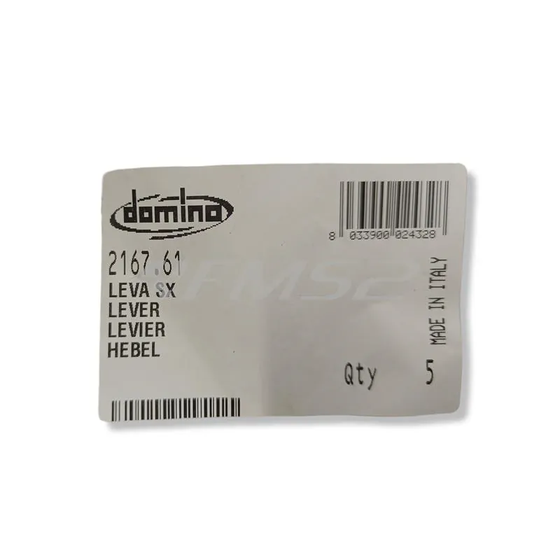 Leva frizione sinistra in alluminio pressofuso di colore argento lucido con fulcro da 30 mm e lunghezza di 179 mm per applicazioni varie, ricambio 2167.61