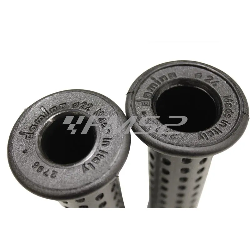 3031.82.40.04 Coppia manopole Domino in gomma di colore nero montate di serie sugli scooter Piaggio e Gilera Typhoon 50 e Zip 50