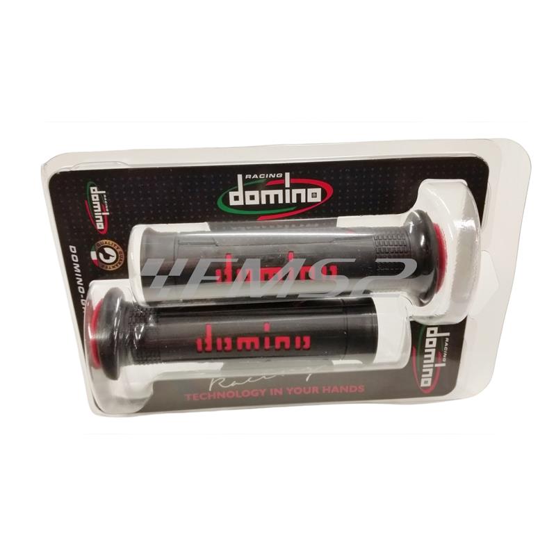 Manopole Domino in gomma di colore nero e rosso modello soft road, ricambio A25041C4240B7-0