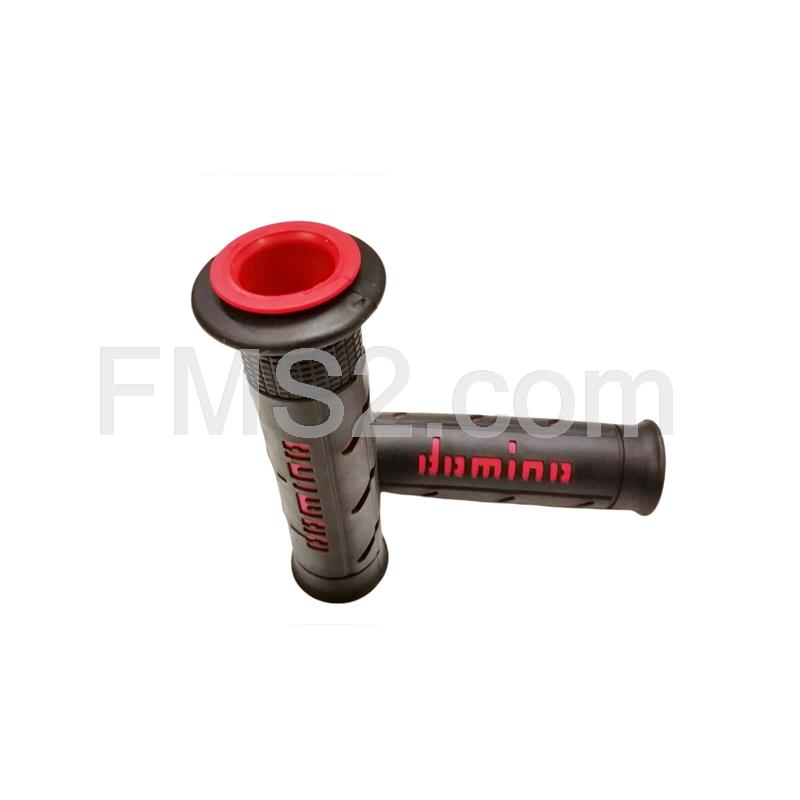 Manopole Domino in gomma di colore nero e rosso modello soft road, ricambio A25041C4240B7-0