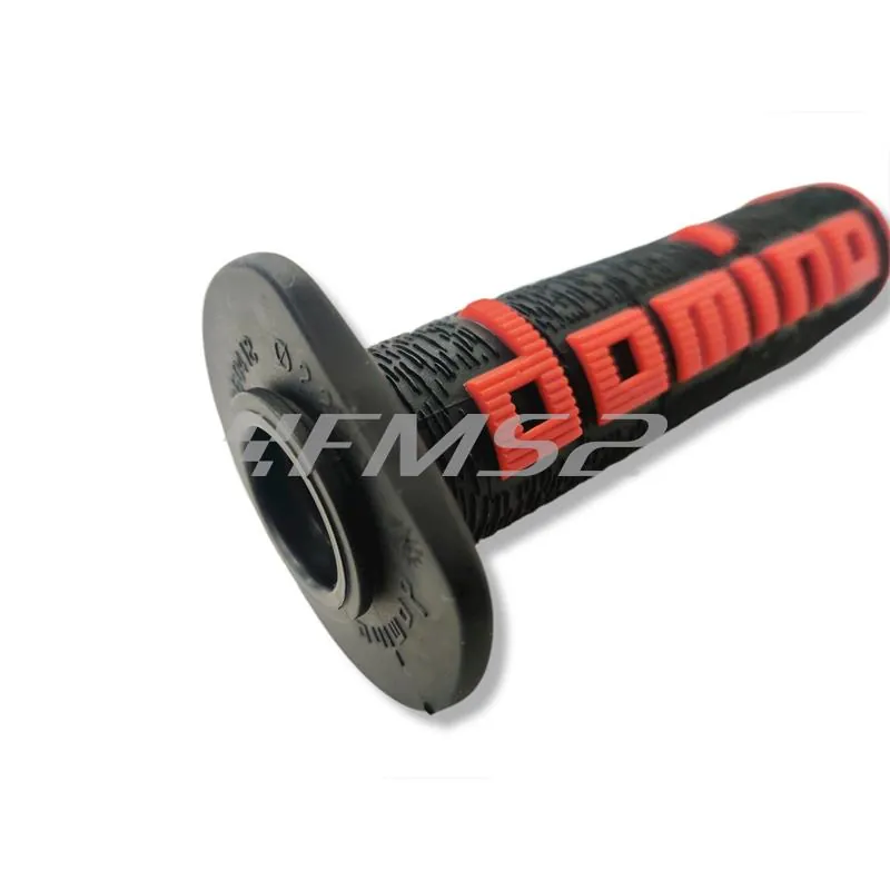Coppia manopole Domino Tommaselli in gomma di colore nero e rosso per applicazione off road, ricambio A36041C4042A7-0