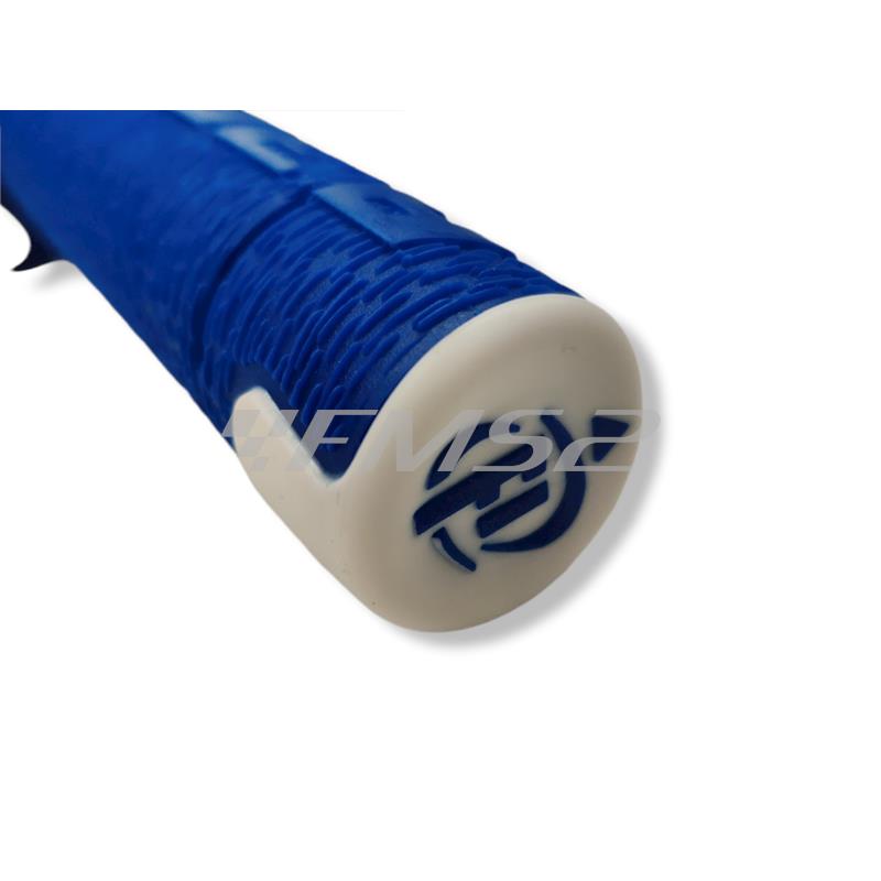 A36041C4846A7-0 Manopole Domino Tommaselli in gomma di colore blu e bianco  per applicazione off road, ricambio A36041C4846A7-0