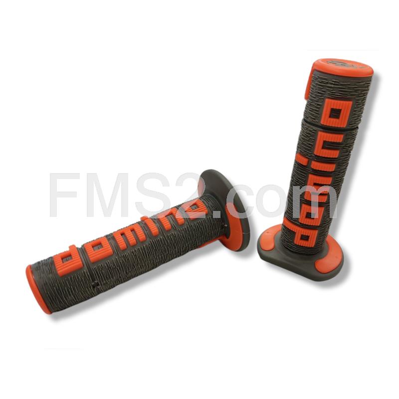 Manopole Domino Tommaselli in gomma di colore grigio e arancione per applicazione off road, ricambio A36041C5245A7-0