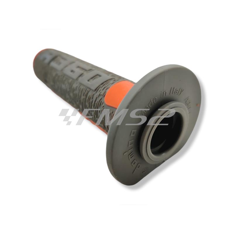 Manopole Domino Tommaselli in gomma di colore grigio e arancione per applicazione off road, ricambio A36041C5245A7-0