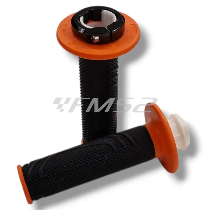 D20046C4045H8-0 Manopole DOMINO D200 con ghiere modello Lock-On in gomma di colore nero/arancione
