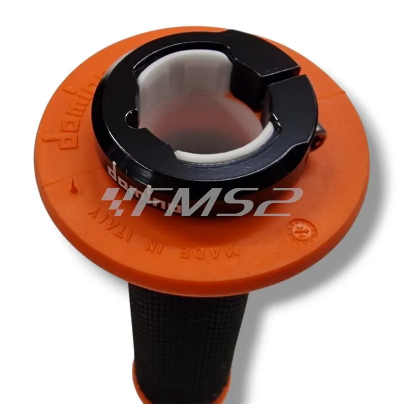 D20046C4045H8-0 Manopole DOMINO D200 con ghiere modello Lock-On in gomma di colore nero/arancione