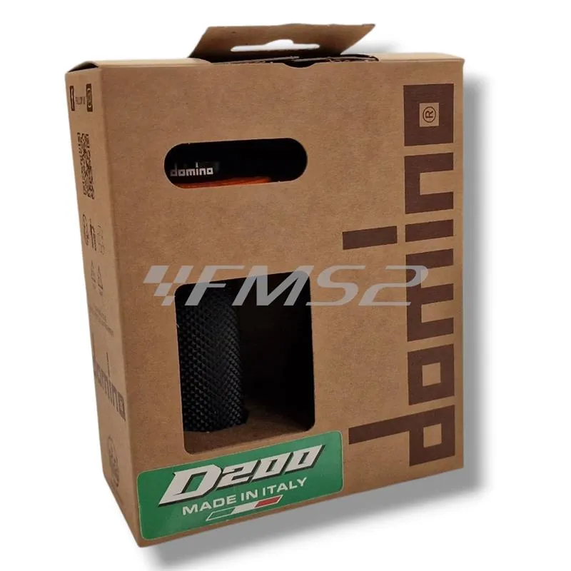 D20046C4045H8-0 Manopole DOMINO D200 con ghiere modello Lock-On in gomma di colore nero/arancione