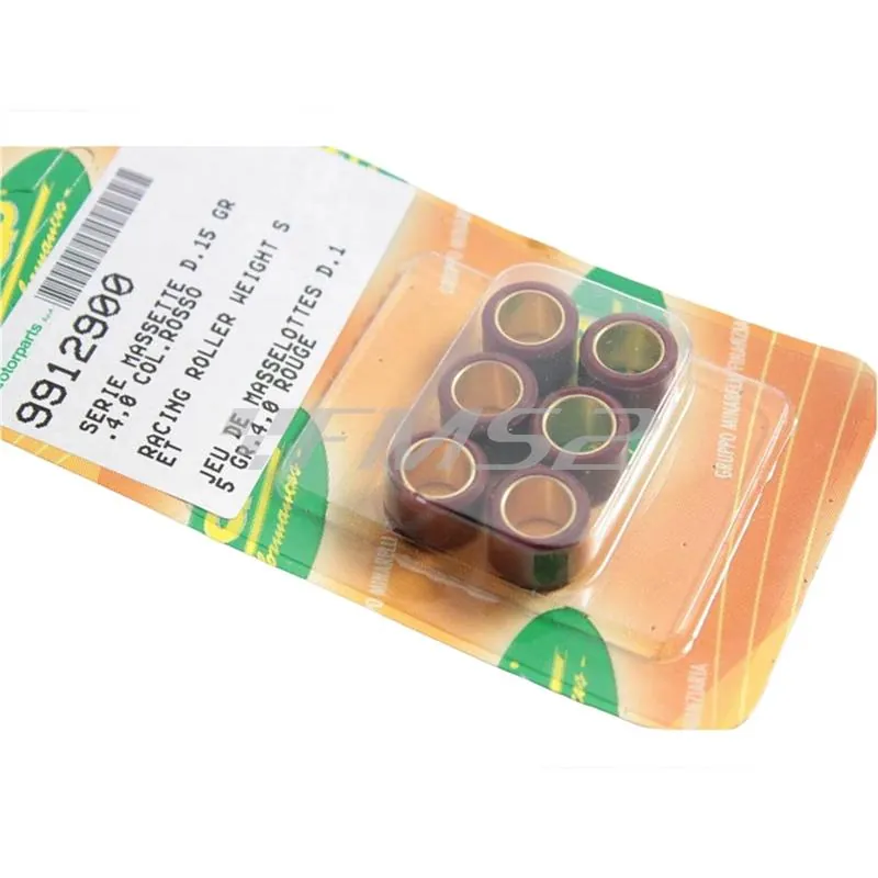 Kit rulli variatore 15x12 colore rosso peso grammi 4.0 interno ottone, ricambio 9912900