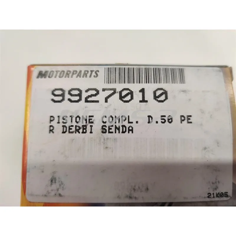 Pistone completo diametro 50 mm monofascia per derbi senda d50b0 con cilndro top  in ghisa ricambio 9927010