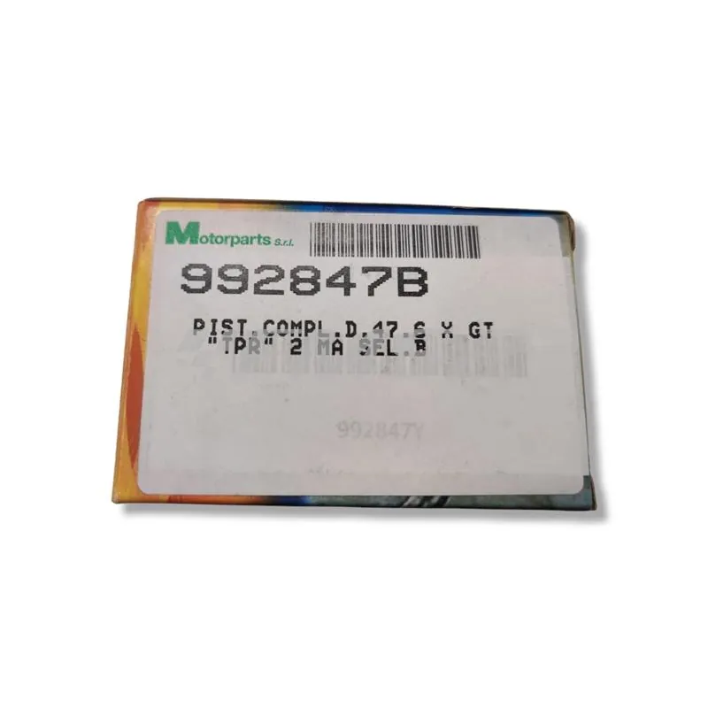 Pistone completo con diametro 47,6 mm mono fascia, spinotto 10 mm con selezione B per gruppi termici TPR 2 scooter con motore Minarelli orizzontale liquido, ricambio 992847B