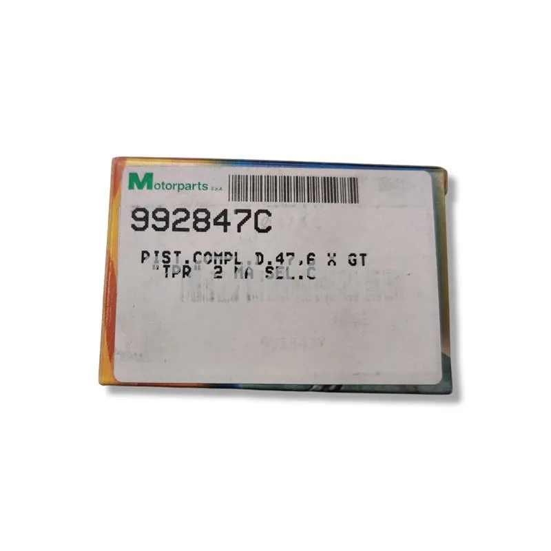Pistone completo con diametro 47,6 mm mono fascia, spinotto 10 mm con selezione C per gruppi termici TPR 2 scooter con motore Minarelli orizzontale liquido, ricambio 992847C