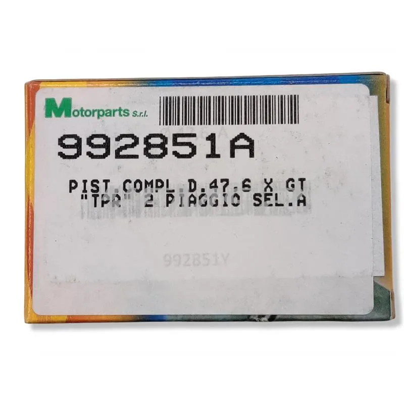 Pistone completo Top performance TPR 2 diametro 47,6 e selezione A spinotto 12 mm mono fascia per Scooter Piaggio e Minarelli orizzontale raffreddati a liquido, ricambio 992851A