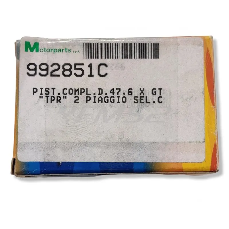 Pistone completo Top performance TPR 2 diametro 47,6 e selezione C spinotto 12 mm mono fascia per Scooter Piaggio e Minarelli orizzontale raffreddati a liquido, ricambio 992851C