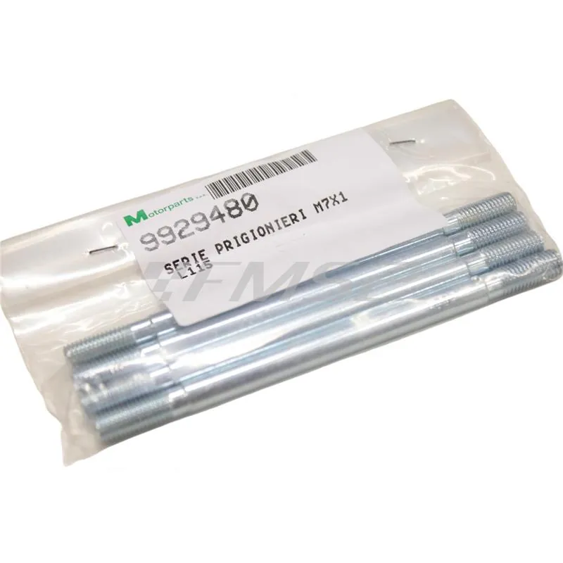 Serie prigionieri M7 x 1 mm con lunghezza 115 mm per montare il gruppo termico Top TPR 86 cc corsa lunga sui motori Minarelli orizzontali a liquido, ricambio 9929480